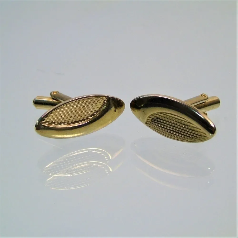Mid Century Atomic Ellipse Cufflinks Gold Tone